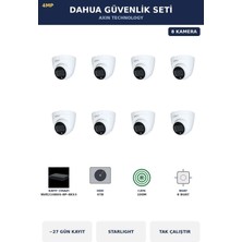 Dahua 8 Kameralı 4mp Güvenlik Kamera Seti 4mp Ip Poe Starlight Dome Iç Mekan 4tb ~27 Gün Kayıt
