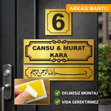Outdoor One Kişiye Özel Metal Kapı İsimliği ve Numara | Delmesiz Montaj | Kutulu BESMELE GOLD