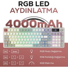 Hawk Gaming HK258 Membrane LCD Rgb Kablosuz/bluetooth Siyah Turuncu Full Türkçe Gaming Klavye (Kırmızı Haki)