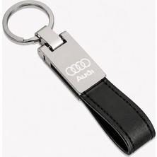 SAVEK Audi Anahtarlık Metal Deri Audi Logolu Anahtarlık, 12CM x 2 cm Boyut, Şık Hediyelik Araç Aksesuar