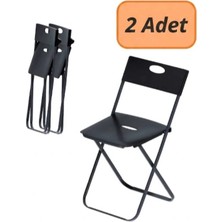2'li Katlanır Bahçe Sandalyesi, Balkon, Mutfak Sandalyesi Katlanan Siyah Kamp Sandalye Profilli 120 kg Taşıma Kapasitesi