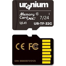 Uranium Uranıum 32GB UR-TF-32G Mıcro Sd Card U3 7/24 Surveıllance 100/40MBS Industrıal Hafıza Kartı