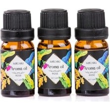 Gizmur Store 3’lü Esansiyel Uçucu Yağ 3X10ML Rose Gül Kokulu Buhurdanlık Yağı Set, Difüzör, Banyo ve Oda Kokusu