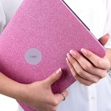 MacBook Pro 13 Inç M1 M2 Uyumlu Sert Kapak Kılıf | Simli Parlak Pembe Yüzey | Alt + Üst Kapak | 360° Çizilmeye Dayanıklı Açık Pembe