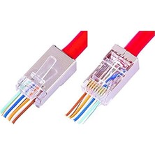 Gizmur Store 4388 Yeni Nesil Delikli Metal RJ45 Jack Internet Cat Kablo Ucu, 10 Adet