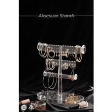 Gizmur Store Aksesuar 3 Katlı Takı Standı, Şeffaf Akrilik Malzeme, 23,5X17X27CM, Bpa Içermez