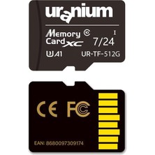 Uranium Uranıum 512GB UR-TF-512G Mıcro Sd Card U3 7/24 Surveıllance 100/40MBS Industrıal Hafıza Kartı