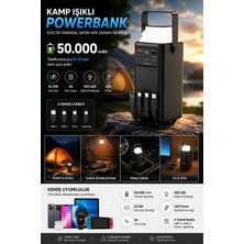 İkel Elektro 50.000 Mah Kamp Işıklı Powerbank 22.5W Hızlı Şarj – Dahili 4 Kablo, LED Fener, Dijital Gösterge, Usb-C & Usb-A Taşınabilir Şarj Cihazı