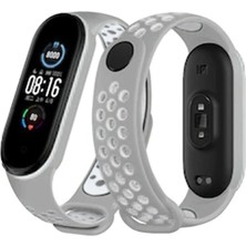 Uray Store Xiaomi Mi Band 6 Spor Delikli Kordon - Gri-Kırmızı