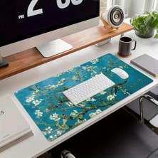 Hype Store Van Gogh Desenli Büyük Masa Pedi 90X40 cm 3 mm Kaymaz Tabanlı Desk Mat Kumaş Mouse Pad Klavye ve Mouse Için Geniş Yüzey Ev Ofis Gaming Açık Yeşil