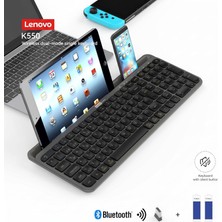 K550 Dual-Mode Kablosuz Klavye - Bluetooth + 2.4ghz, Entegre Tablet ve Telefon Standlı, Sessiz Tuşlar, Q Türkçe, Siyah