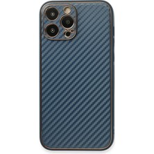 Uray Store Apple iPhone 13 Pro Max Kılıf Coco Karbon Silikon - Mavi