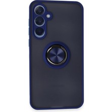 Uray Store Samsung Galaxy A25 5g Kılıf Montreal Yüzüklü Silikon Kapak - Lacivert