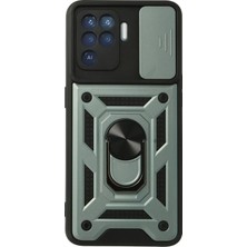 Uray Store Oppo Reno 5 Lite Kılıf Pars Lens Yüzüklü Silikon - Yeşil