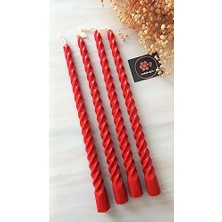 Hype Store (4 Adet 27.5cm) Balmumu Mum Konik Burgulu Balmumu Şamdan Mumu Doğal Petek Balmumu Mum Dekoratif Kırılmaz Akmaz Mum Bal Mumu Beeswax Candle (Kırmızı)