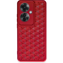 Uray Store Oppo Reno 11F Kılıf Petek Silikon Kapak - Kırmızı