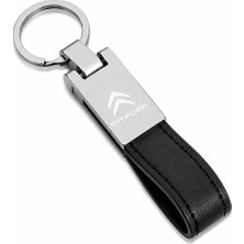 SAVEK Citroen Anahtarlık Metal Deri Citroen Logolu Anahtarlık, 12CM x 2 cm Boyut, Şık Hediyelik Araç Aksesuar