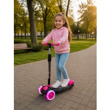 Empressco Pembe LED Işıklı 3 Tekerlekli Yükseklik Ayarlı Çocuk Scooter