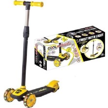 Empressco Renkli LED Işıklı 3 Tekerlekli Yükseklik Ayarlı Scooter Sarı