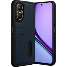 Uray Store Realme 12 Lite Kılıf Sara Kartvizitli Deri Kılıf - Lacivert