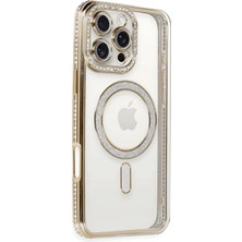 Uray Store Apple iPhone 16 Pro Kılıf Joke Simli Magneticsafe Kılıf - Gold