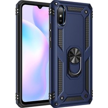 Uray Store Xiaomi Redmi 9A Kılıf Sofya Yüzüklü Silikon Kapak - Lacivert