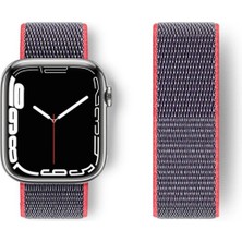 Uray Store Apple Watch 42MM Hasırlı Cırtcırtlı Kordon - Pembe