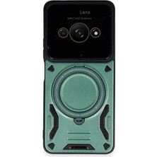 Uray Store Xiaomi Poco C61 Kılıf Joy Lens Standlı Kapak - Koyu Yeşil