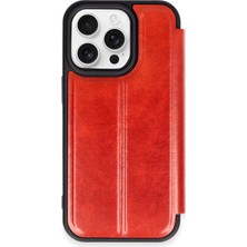 Uray Store Apple iPhone 14 Pro Max Kılıf Flip Cover - Kırmızı