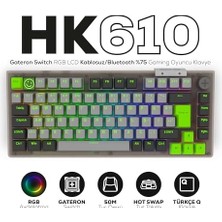 Hype Store Hawk Gaming HK610 Gateron Switch Rgb LCD Tri-Mode Kablosuz/bluetooth %75 Gaming Klavye