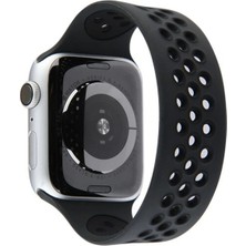 Uray Store Apple Watch 42MM Ayarlı Delikli Silikon Kordon - Siyah-Siyah