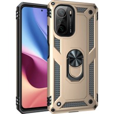 Uray Store Xiaomi Poco F3 Kılıf Sofya Yüzüklü Silikon Kapak - Gold