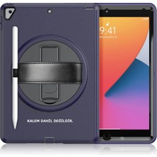 Uray Store Apple iPad 10.2 (7.nesil) Kılıf Hand Strap Tablet Kılıfı - Lacivert