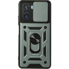 Uray Store Xiaomi Poco F3 Kılıf Pars Lens Yüzüklü Silikon - Yeşil