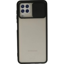 Uray Store Samsung Galaxy A22 Kılıf Palm Buzlu Kamera Sürgülü Silikon - Siyah