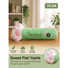 1000 Çeşit Hediye Dünyası Sweet Pati Peluş Uzun Yastık 70 cm – Kedi Pati Tasarımlı Dekoratif Sarılma Yastığı Mint Yeşil