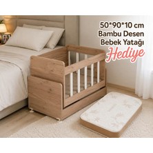 Zelmira 50*90 cm Anne Yanı Bebek Beşiği Portatif Ahşap Beşik Yenidoğan Beşiği Sallanabilir