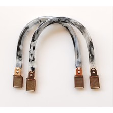 Yumakça Akrilik Ucu Metal Plastik Çanta Sapı 11.5 cm x 15.5 cm Melange Şeffaf Siyah-Beyaz