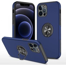 Uray Store Apple iPhone 12 Pro Max Kılıf Elit Yüzüklü Kapak - Lacivert