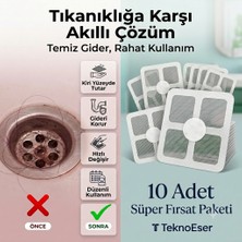 Eser Ticarett 10 Adet Gider Süzgeci - Duş ve Lavabo Tıkanıklık Önleyici Tek Kullanımlık Filtre