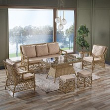 Bn Garden Vienna Cappuccino 3+1+1 Camlı Masa Rattan Bahçe Takımı