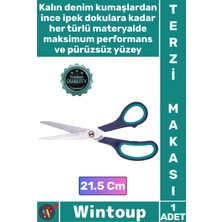 Wintoup #makas Lazer Kesim Paslanmaz Çelik Ağızlı Ergonomik Plastik Saplı Profesyonel Terzi Makası 21.5 cm