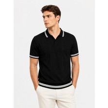 Karel Butik Erkek Siyah Regular Fit Polo Yaka Tişört