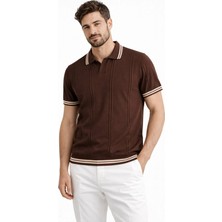 Karel Butik Erkek Kahverengi Regular Fit Polo Yaka Tişört
