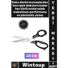 Wintoup #makas Lazer Kesim Paslanmaz Çelik Ağızlı Ergonomik Plastik Saplı Şık Profesyonel Terzi Makası 23 cm