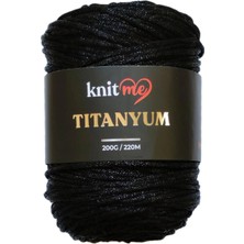 Knitme Titanyum Simli Çanta ve Aksesuar Örgü Ipliği 200 gr - Siyah