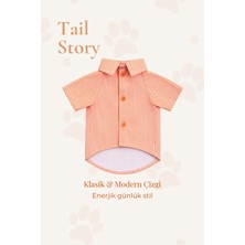 Tail Story Köpek Kıyafeti, Turuncu Çizgili, Pamuklu Kumaş, Küçük/orta Irklar Için Köpek Gömleği