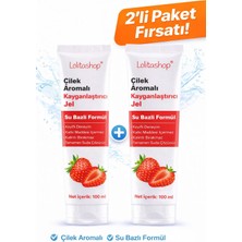 Amoria Shop 2'li Fırsat Paketi Çilek Aromalı Su Bazlı 200 Ml Yenilebilir Kayganlaştırıcı Jel Seti