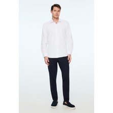 Morven  Erkek Beyaz Düz Slim Fit Sert Yaka Gömlek