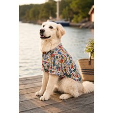Tail Story Köpek Kıyafeti, Vintage Balık Desenli, Premium Kumaş Küçük /orta Irklar Için Kedi/Köpek Gömleği